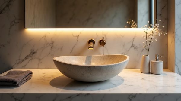 Optez pour une vasque en pierre naturelle pour une salle de bain unique